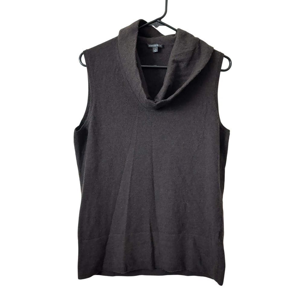Lafayette 148 New York Brown 100% Extrafine Merino Wool Sweater Vest L Luxury